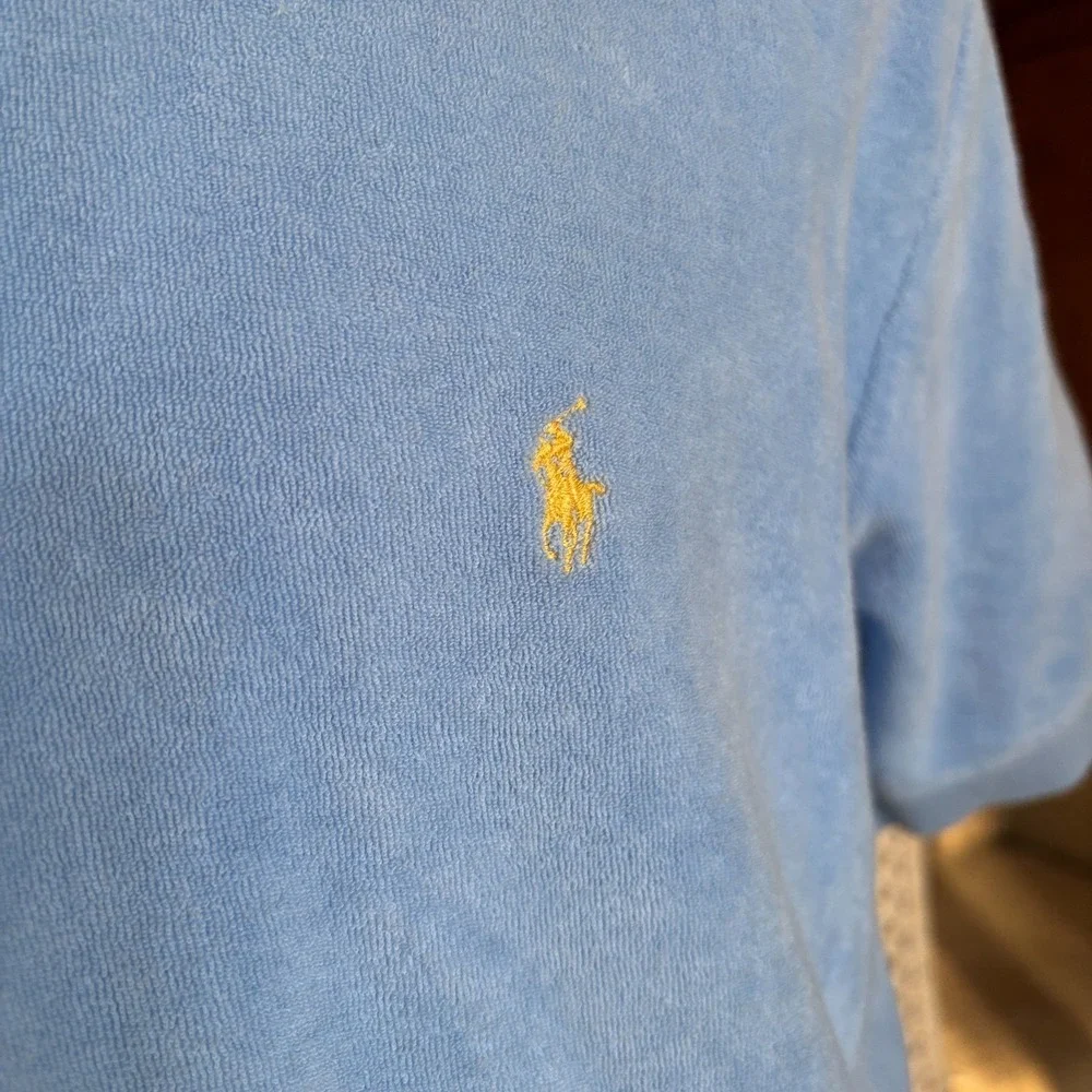 Polo Ralph Lauren Toweled Polo Shirt Heavy Cotton Logo Golf Men's‎ Sz XXL Blue